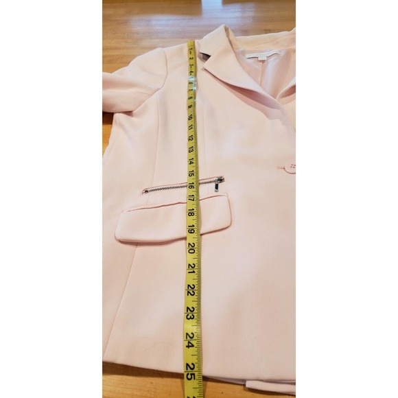 Light Pink Blazer Suit Jacket Black Under Collar Flap & Zip pockets 16 NY & Co - Picture 10 of 12